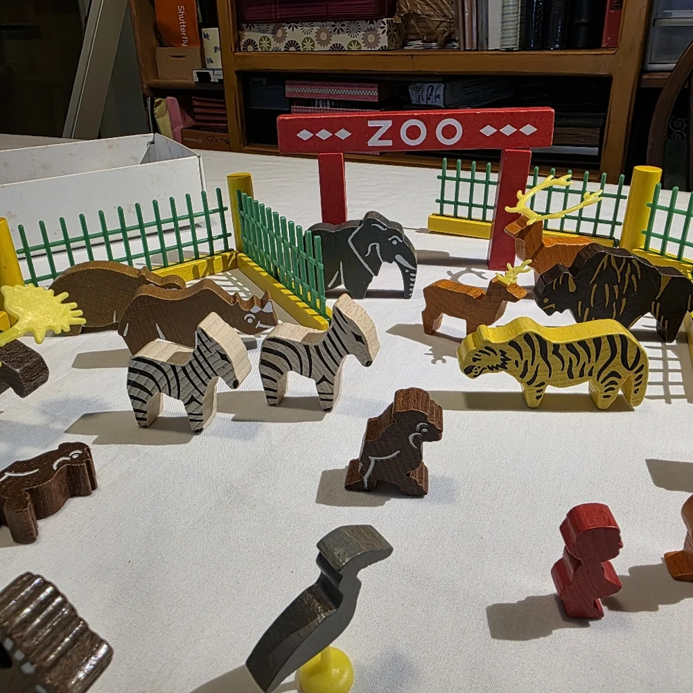 Vintage Lorenz Spiel Welt Wooden Zoo Set West Germany Tierpark Wood Toy Animals